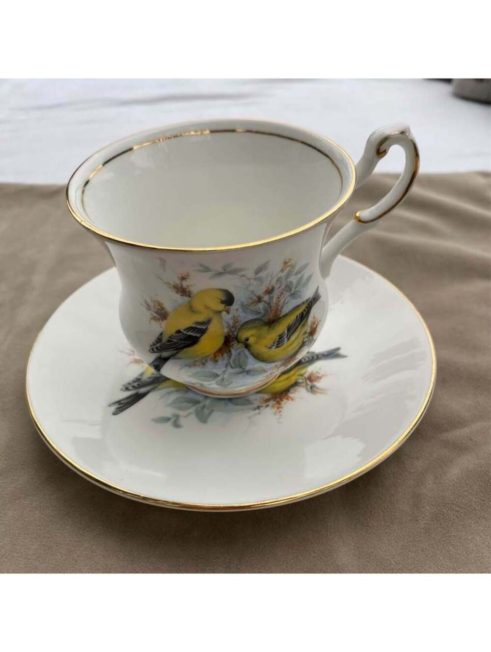 Yellow Bird Porcelain Teacup and Saucer Set -Bone China